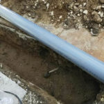 家の水道工事中「水道の配管を通す部分の一部」